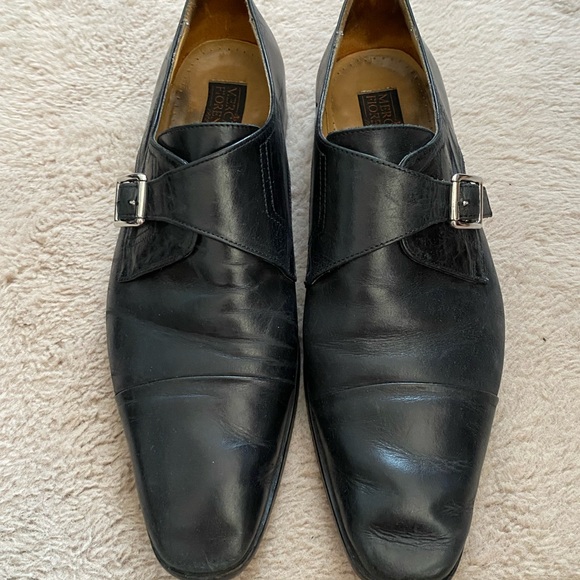 Mercanti Fiorentini Black Leather Dress Shoe Monk Strap 7551 Kenia Nero Size 12 - Picture 3 of 12